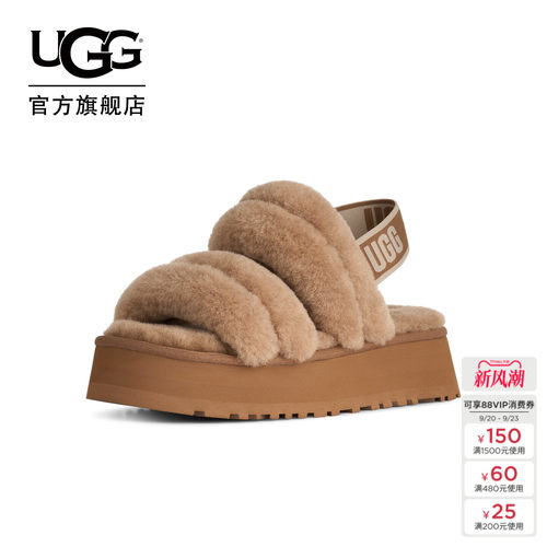 UGG时尚舒适露趾休闲毛毛拖鞋