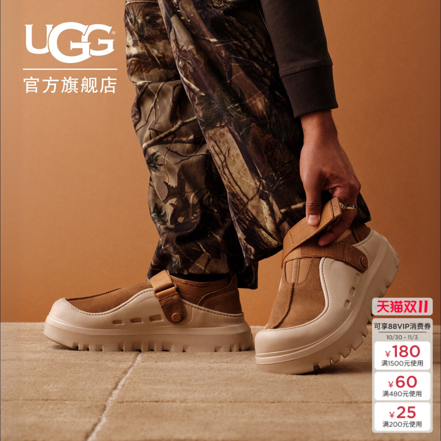 UGG秋季男女同款时尚舒适低帮厚底魔术贴束带摩登休闲鞋 1171355