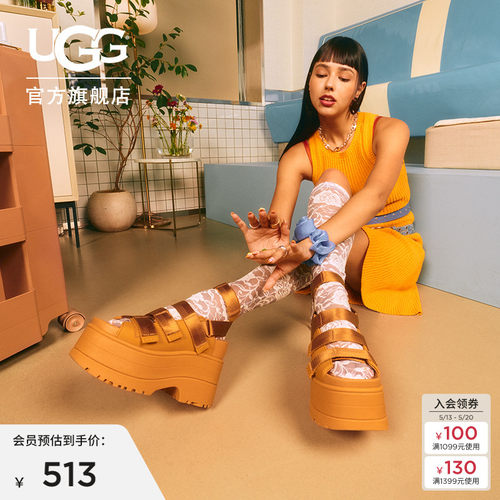UGG松糕厚底露趾休闲凉鞋