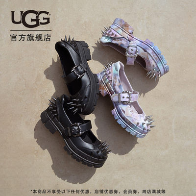 UGG时尚铆钉厚底玛丽珍鞋