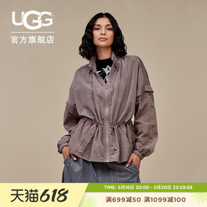 UGG春季新款女士舒适时尚纯色长袖休闲轻盈全拉链夹克外套1167538