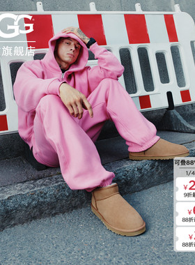 UGG秋冬男士休闲舒适平底纯色圆头保暖时尚经典短靴雪地靴1137391