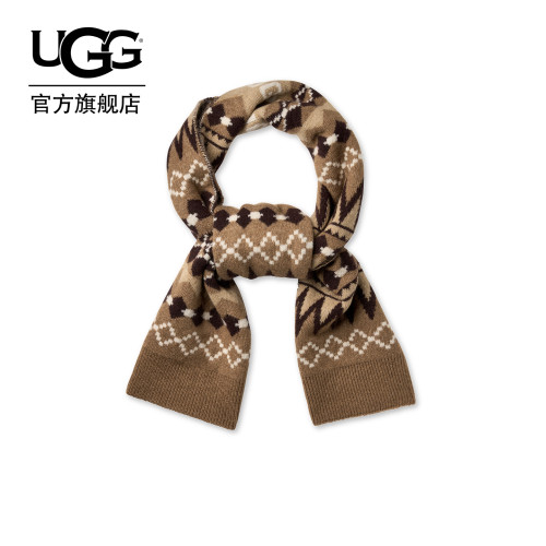 UGG舒适拼色LOGO徽标嵌花围巾