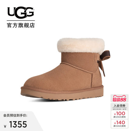 UGG冬季新款女士时尚舒适休闲蝴蝶结贝莉迷你短靴雪地靴 1184111
