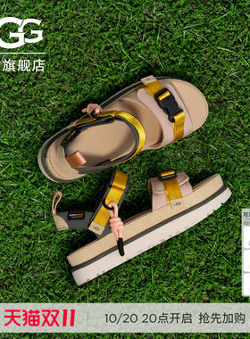UGG露趾魔术贴搭扣休闲金星凉鞋