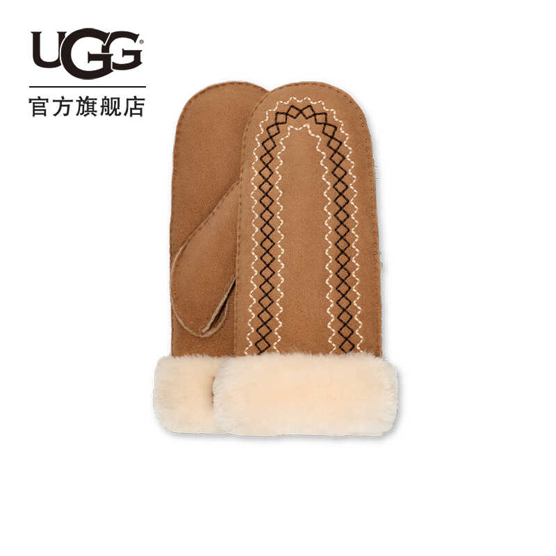 UGG保暖刺绣手套连指手套