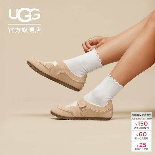 UGG时尚轻便圆头魔术贴玛丽珍鞋