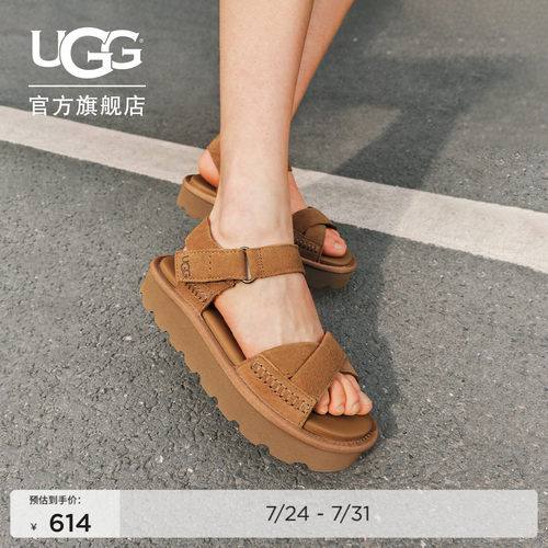 UGG厚底露趾魔术贴搭扣休闲凉鞋