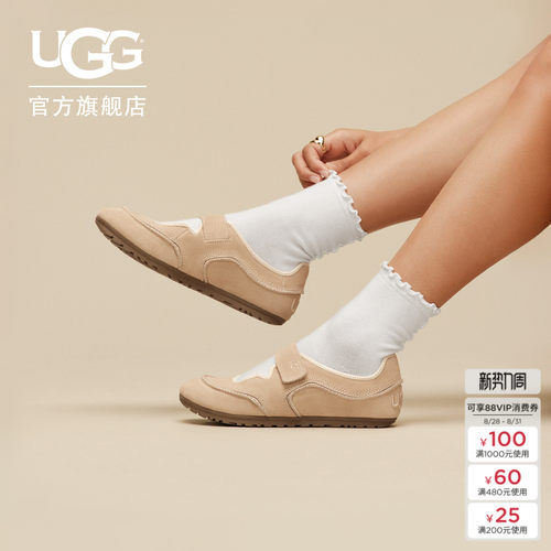 UGG时尚轻便圆头魔术贴玛丽珍鞋
