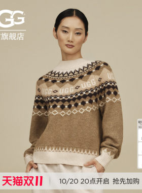 UGG舒适休闲徽标图案圆领毛衣