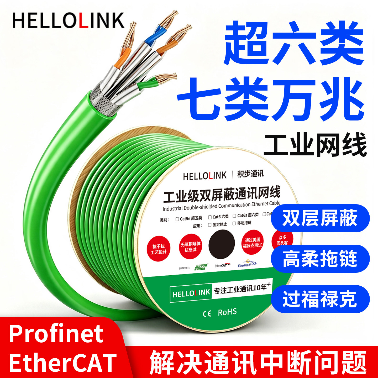 工业高柔万兆双屏蔽相机伺服网线图片