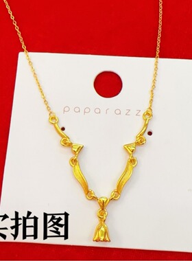 黄金色铃兰花项链女款轻奢小众时