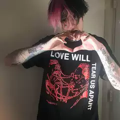 Lil Peep Hip-Hop Trendy Short-Sleeve T-Shirt for Men, Summer European and American Street Fashion Brand, Loose Fit, Large Size, Pure Cotton Half-Sleeve Trendy