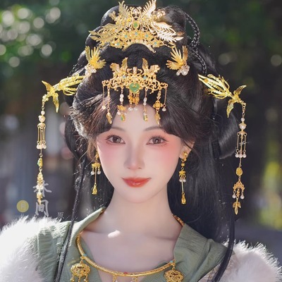 林间月原创【汀兰】明制凤冠霞帔发冠套装流苏发饰汉服配饰