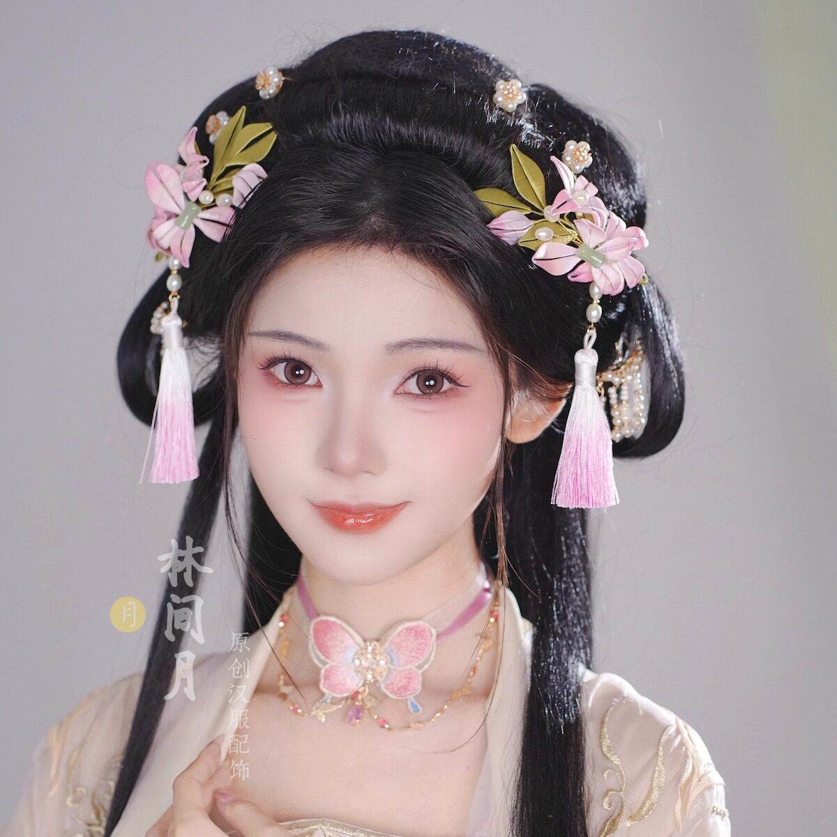 林间月原创【洛泱】非遗缠花发夹发饰旗袍珍珠掩鬓流苏汉服配饰