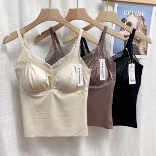 茜咪璐288中厚杯细带蕾丝V领带胸垫中长款美背内搭打底内衣文胸女
