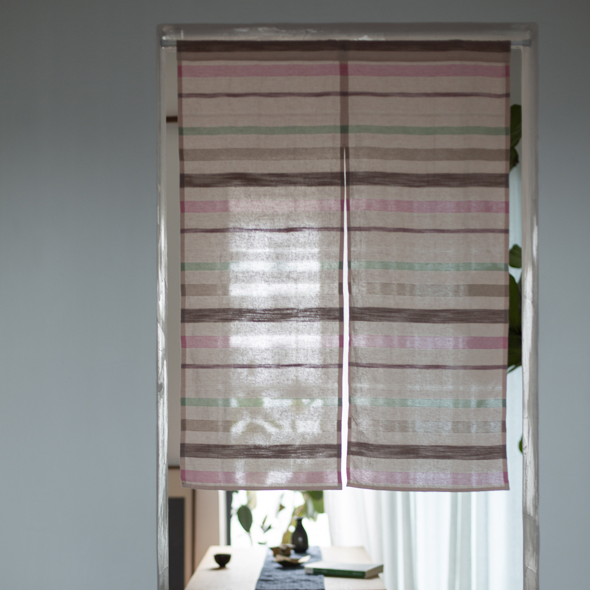 淡饭棉麻文艺彩条门帘天然棉麻