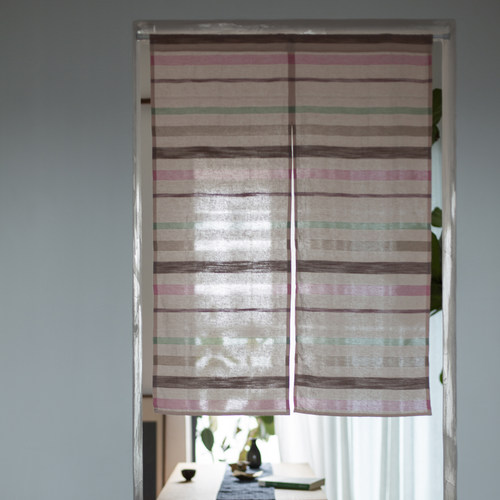 淡饭棉麻文艺彩条门帘天然棉麻