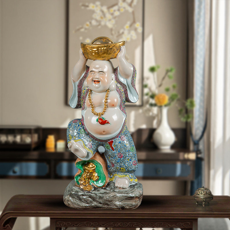 善财招财童子瓷像雕塑陶瓷家居店铺会所装饰品日进斗金瓷娃娃摆件