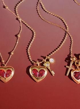 欧美情人节饰品仿钛钢爱心锆石项链轻奢小众锁骨链不锈钢首饰