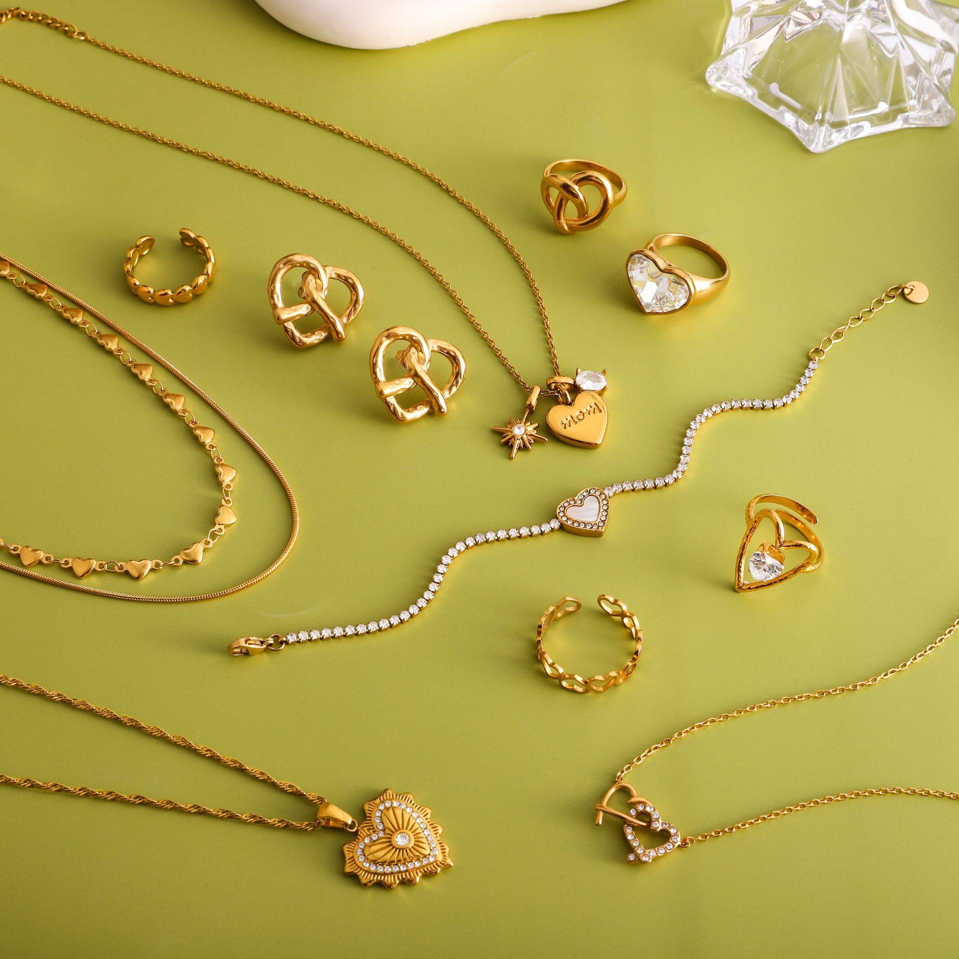 不锈钢情人节饰品爱心项链设计感小众戒指钛钢不掉色耳钉手链,饰品/流行首饰/时尚饰品新,组合套装,淘宝优惠券,粉丝福利购,淘宝优惠卷