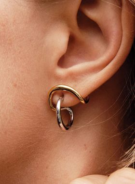 欧美不锈钢耳钉轻奢感耳环钛钢耳饰品女小众设计earrings