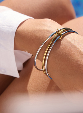 欧美不锈钢素圈手镯不掉色首饰女轻奢感镯子钛钢饰品跨境