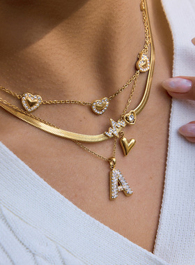 欧美爱心项链轻奢小众锁骨链胸链不锈钢跨境情人节饰品感