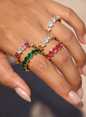 钛钢锆石戒指轻奢感指环不掉色首饰不锈钢饰品跨境rings