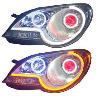透镜氙气灯天使眼LED双色日行灯大灯总成 新宝来改装 适用于9 12款
