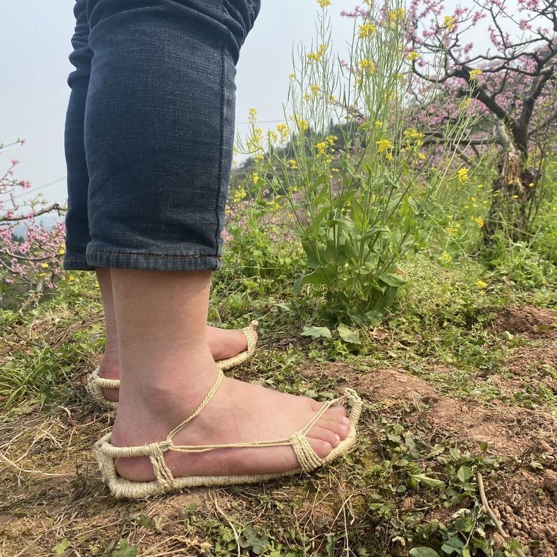 草鞋男纯手工编织复古竹麻草鞋制作字竹拖鞋清凉透气舒适女士能穿