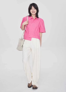 翠色嘉人2025夏装新款甜美减龄不等式设计纯棉上衣开衫衬衫84009