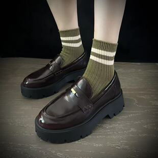 外贸袜子女男同款小众袜 时尚双横杠条纹粗线针织袜男袜女袜ins潮