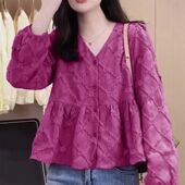 女士高档外穿衬 上衣小个子V领薄款 2026早秋新款 微胖气质纯色长袖