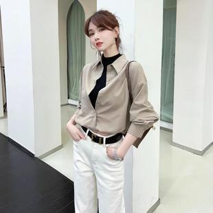 显瘦衬衣女 设计感长袖 2025年秋季 百搭格调美拉德设计感假两件衬衫