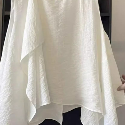 法式时尚设计感不规则无袖衬衫女夏季新款高级感宽松显瘦背心上衣