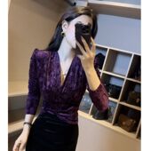 秋冬新款 洋气网红显瘦百搭网纱丝绒打底上衣显瘦气质外穿甜辣T恤