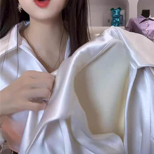 法式气质内搭小众衬衣高级感设计感加绒长袖衬衫春秋冬新款上衣