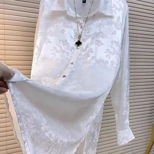 提花设计中长款 2025新款 衬衫 气质长袖 衬衣大码 上衣洋气时尚 女装