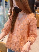 刺绣蕾丝衬衫 洋气减龄长袖 女秋季 遮肚子显瘦小个子时尚 潮 新款 法式