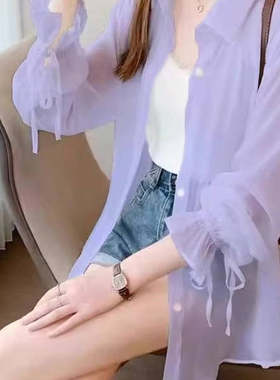 冰丝防晒衣服女2026年新款夏季薄款韩版时尚透气雪纺开衫外套衬衫