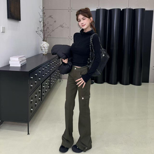 内磨毛薄绒百搭上衣打底衫 叠穿神器半拉链连帽衫 内搭 正品 卡卡女装