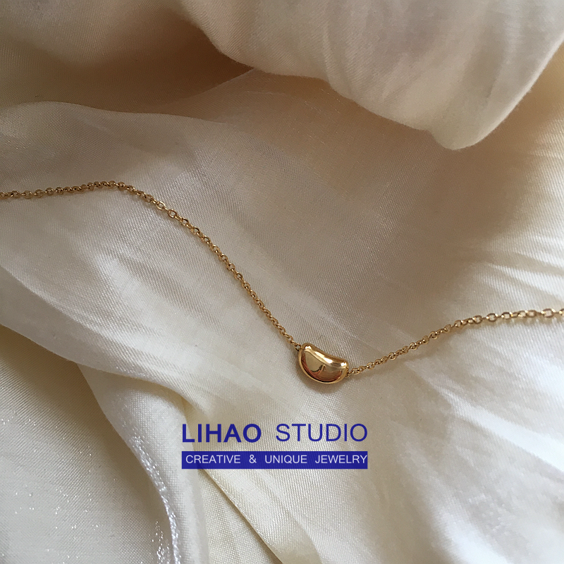 小众设计感小金豆金色项链女