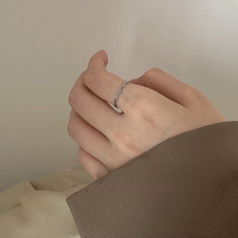 波浪纹戒指INS嘻哈甜酷复古风