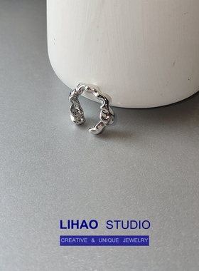 LIHAO简约不规则波纹戒指小众设计冷淡风高级感日常百搭食指环女
