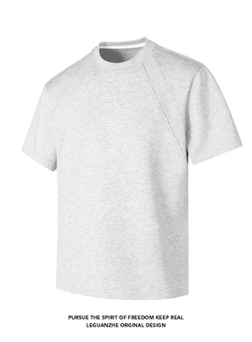 2025美式高街复古液氮棉cleanfit宽松短袖t恤男女boxy正肩上衣