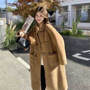 现货首发主推加厚皮毛一体牛角扣泰迪绒大衣 冬外套女