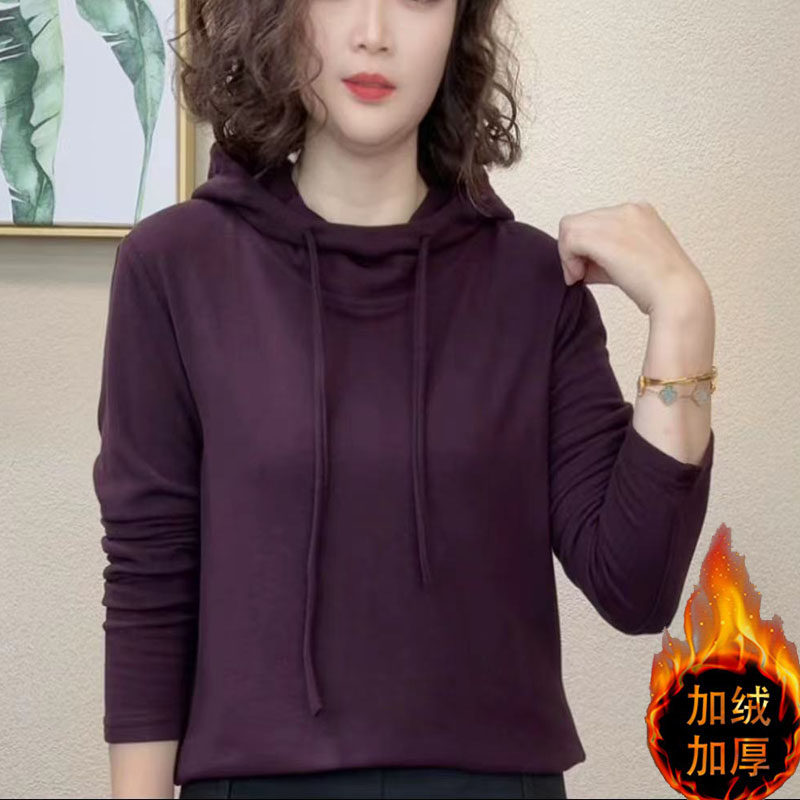 洋气保暖双面德绒卫衣女秋冬新款女士连帽打底衫加绒加厚内搭上衣,女装/女士精品,T恤,淘宝优惠券,粉丝福利购,淘宝优惠卷