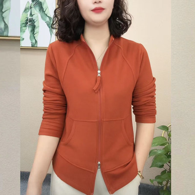 秋冬季女装双面绒拉链卫衣