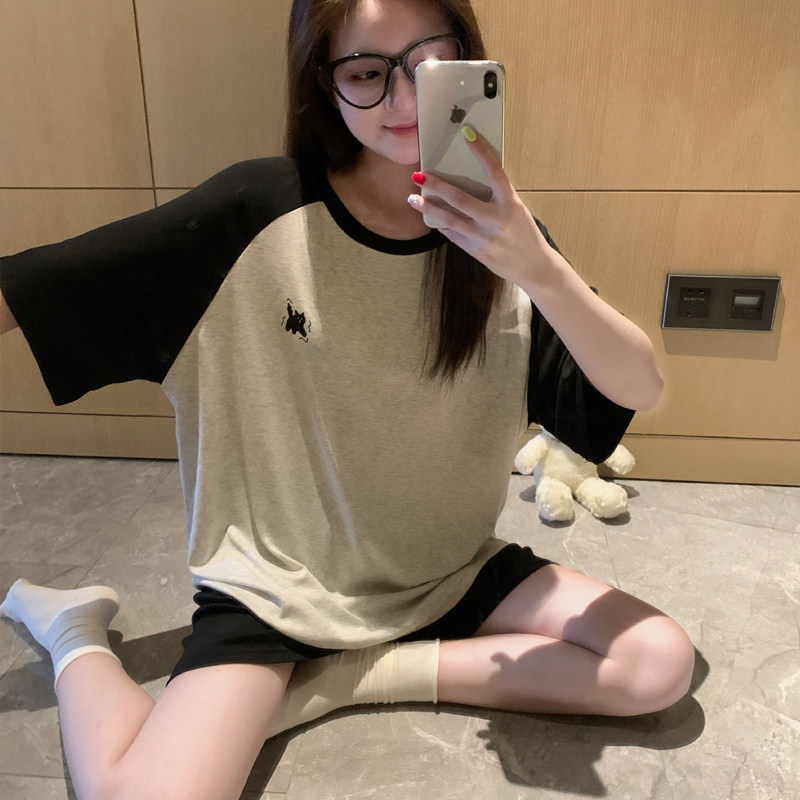 莫代尔凉感睡衣女夏季卡通短袖宽松圆领学生家居服套装高级感夏天